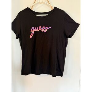 Guess Black Sunset Gradient Embroidered Graphic Women's Size XL